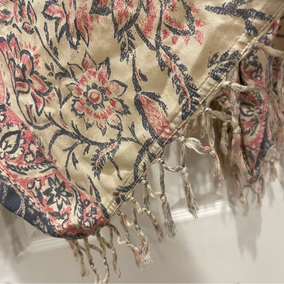 Billabong Womens M-L Oversized Beach Boho Fringe Cardigan Kimono Beige Pink Gray - Picture 4 of 9